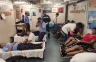 Overwhelming Response during Blood Donation Camp Organised by Eastern Fleet         A mega Blood Donation Camp was organised by Eastern Fleet onboard INS Shakti as part of Navy Week Celebrations on 19 Oct 19. Rear Adm Suraj Berry, Flag Officer Commanding Eastern Fleet inaugurated the Blood Donation Camp organised in association with INHS Kalyani and NTR Trust Blood Bank and was part of the first batch of blood donors.  There was an overwhelming response from volunteers amongst the naval personnel,  Defence civilians and their families wherein 320 personnel donated blood which was handed over to NTR Trust Blood Bank and would be utilized to those in need especially for Dengue patients and road traffic accident victims.Vizagvision...