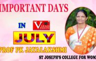 Important Days July Month 2021 | Prof PK Jayalakshmi,St Joseph’s College | Visakhapatnam Vizagvision