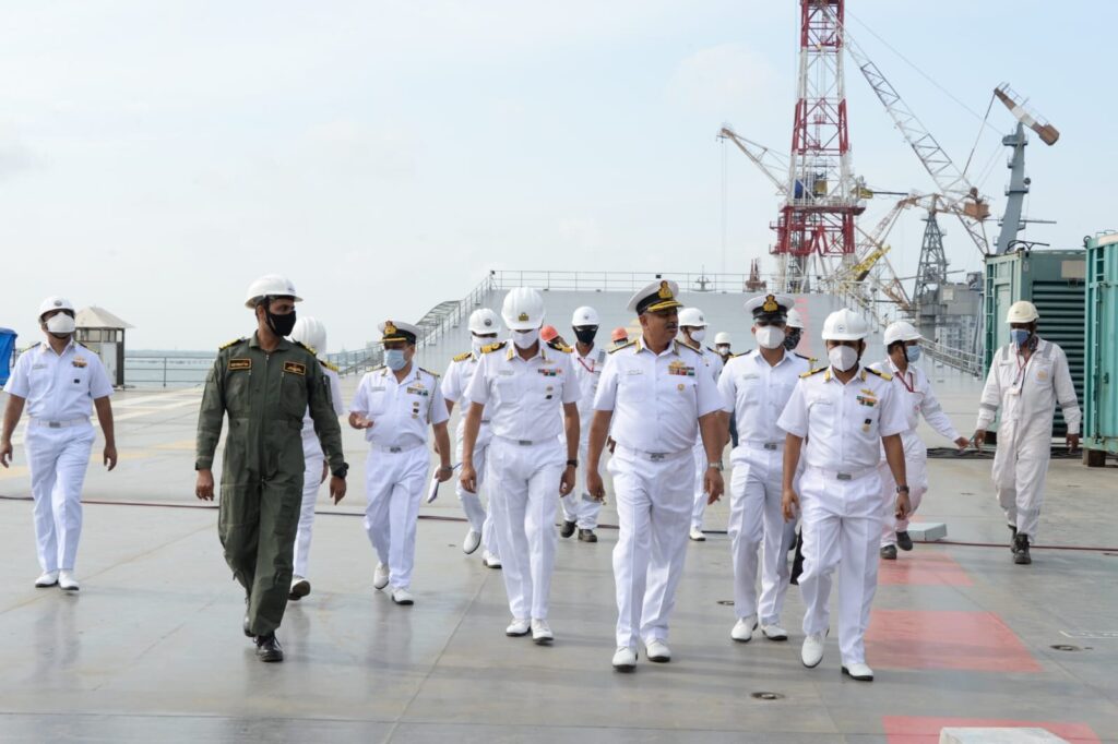 Vizagvision Vice Adm AB Singh, FOC-in-C ENC Reviews Indigenous Aircraft Carrier Vikrant at Kochi