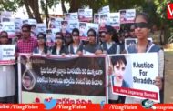 Justice for Shraddha Students Protest at Gandhi statue Jana Jagruti Samiti visakhapatnam VizagVision