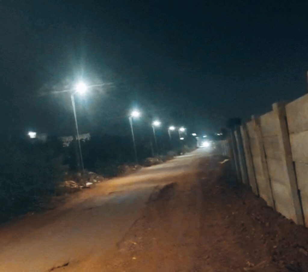 Vizag vision: *Successful Resolution of Long Pending Request for Provision of Street Lights on Approaching Road from Vignan Engineering College to PF4 of DVD Railway Station* The Electrical General Department of the Waltair Division  has taken initiative for successful resolution of a long-pending request from the public regarding the provision of street lights on the approaching road from Vignan Engineering College to Platform No. 4 (PF4) of Duvvada Railway Station.In response to the increasing demand for better safety and visibility along this stretch, the department has now installed 52 Solar-Powered Electrical Light Poles. These lights will not only enhance security for commuters and pedestrians but also contribute to environmental sustainability by utilizing solar energy.