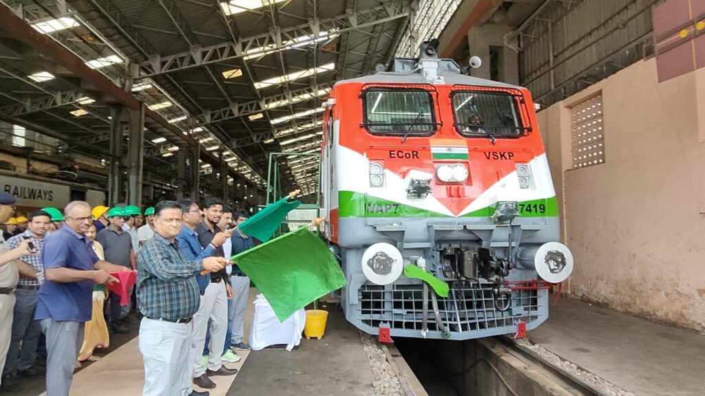 Vizag vision : *ELECTRICAL LOCO SHED, VISAKHAPATNAM UNVEILS CREW-FRIENDLY UPGRADES IN WAP7 LOCO FOR ALL INDIA ELECTRIC LOCO CAB COMPETITION* Electrical Loco Shed, Visakhapatnam (ELS, VSKP), has introduced a series of innovative, crew-friendly modifications in WAP7 locomotive 37419, setting a new benchmark in operational excellence and crew comfort under the guidance of  Senior Divisional Electrical Engineer (ELS) Shri B Shanmukha Rao. These enhancements have been carried out as part of ELS/VSKP’s entry into the prestigious All India Electric Loco Cab Competition, to be held at Banaras Locomotive Works (BLW). Retrofitted Crew Desk , Enhanced Cab AC Ducting,  Ventilated & Improved Seats, Superior seating for enhanced driving comfort, Motor-Operated Side Window Shutters, Caution Order Display, Rear View Camera, Anti-Slip Flooring with Radium Stickers,  Driver Tool Box, Adjustable Cab Spot Lights are some of the key feature improvements made to the Loco Engine.The upgraded locomotive was ceremoniously flagged off by Shri Lalit Bohra, Divisional Railway Manager (DRM), Waltair, at Electric Loco Shed, Visakhapatnam. Recognizing the dedication and innovation demonstrated by the ELS, VSKP team, DRM has announced a cash award of Rs 5,000. Speaking on the occasion, Shri Lalit Bohra said, “These modifications reflect our commitment to crew welfare and operational excellence. I congratulate the team for their innovative approach and wish them success at the All India Electric Loco Cab Competition.”  K. Saandeep के संदीपSr. Divisional Commercial Manager, वरिष्ठ मंडल वाणिज्य प्रबंधक