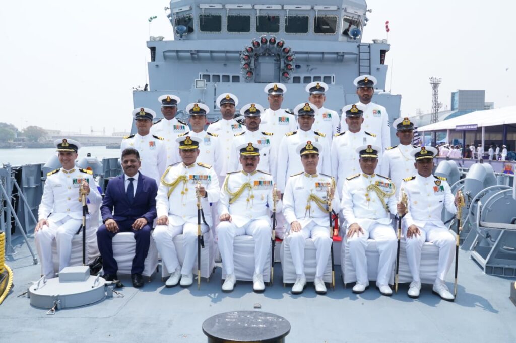 Vizagvision:COMMISSIONING OF INS ANJADIP AT CHENNAIINS Anjadip, the fourth ship of the Anti-Submarine Warfare Shallow Water Craft (ASW-SWC) project, was formally commissioned into the Indian Navy in an official ceremony held at Chennai Port on 27 Feb 26. The CommissioningCeremony was presided by Adm Dinesh K Tripathi, CNS.The function was hosted by VAdm Sanjay Bhalla, Flag Officer Commanding-inChief, Eastern Naval Command and was attended by senior naval officers,former Commanding Officers of erstwhile Anjadip, representatives from Garden Reach Shipbuilders & Engineers (GRSE), Kolkata and Larsen & Toubro Shipbuilding, Kattupali, along with other distinguished civilian dignitaries.In his address, the CNS, highlighted the strategic significance of the ship's induction, as also commended the commitment and support, of the shipbuilders and the dedication of the ship’s crew towards timely commissioning of the ship. INS Anjadip, named after the historical island off the coast of Karwar, is the latest addition in a series of warships designed specifically for Anti-Submarine Warfarein the shallow waters of the littoral zone. The vessel proudly boasts an indigenous content of over 80%, showcasing India's self-reliance in warship design and defence electronics. This includes the integration of key indigenous systems.As a 'Dolphin Hunter', the 77-meter-long, 1400-tonne vessel is configured for rapid response and sustained operations in coastal environment. The ship is equipped with a modern ASW suite and an integrated advanced Combat Management System to effectively detect, track, and neutralise sub-surfacethreats. The commissioning of INS Anjadip, following its predecessors INS Arnala and Androth, marks a major milestone in the Indian Navy's planned trajectory of force level growth and capability enhancement, ensuring the security of India's maritime trade routes and coastal infrastructure. The ship has been placed under the operational and administrative control of Flag Officer Commanding, Tamil Nadu and Puducherry Naval Area to safeguard nation’s maritime interests.