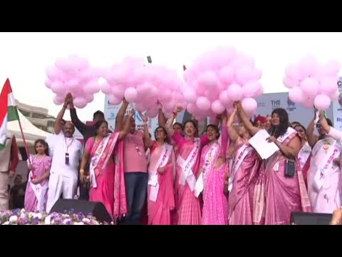 Pink Sakhi Saree Walk 2026 Rally Beach Road Visakhapatnam Vizagvision