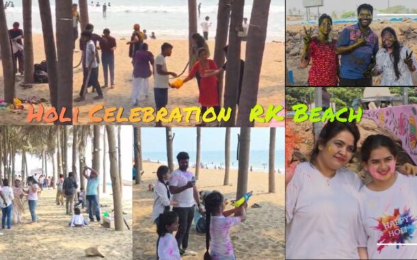 Holi Celebration students at RK Beach in Visakhapatnam Vizag Vision